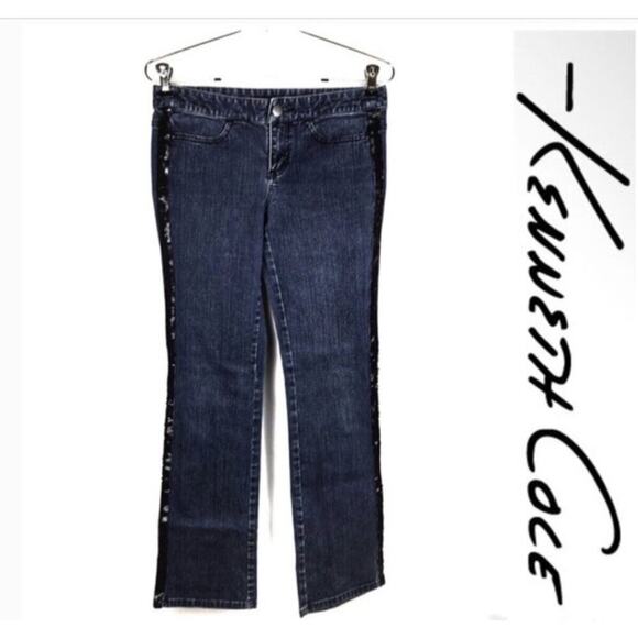 kenneth cole jeans. with black sequin stripe size 12 NWT - Picture 1 of 7